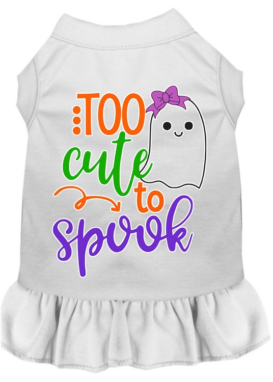 Too Cute to Spook-Girly Ghost Screen Print Dog Dress White XL